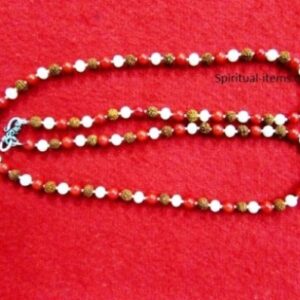 Rudraksha  Coral And Moti Combination Mala
