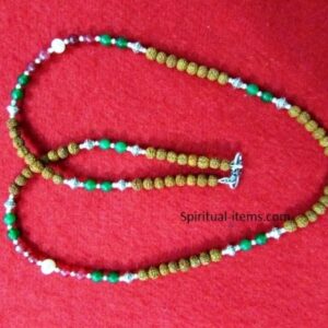 Rudraksha Moti Red And Green Onyx Combination Mala