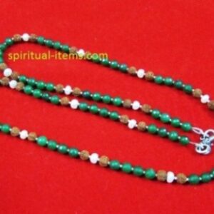 Rudraksha Moti And Green Onyx Combination Mala