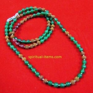 Rudraksha Red And Green Onyx Combination Mala