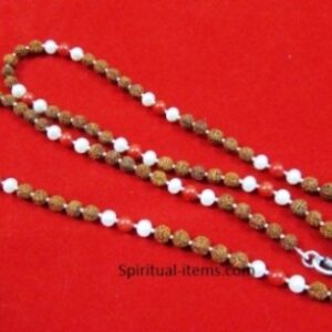 Rudraksha Moti And Coral Combination Mala