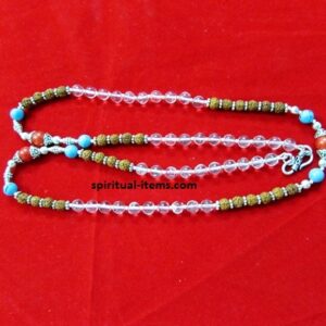 Rudraksha Sphatik Coral And Turquoise Mala
