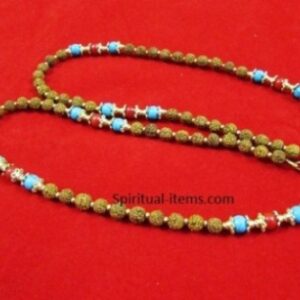 Rudraksha Coral And Turquoise Combination Mala
