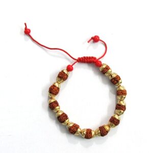Rudraksha With Golden Cap Bracelet
