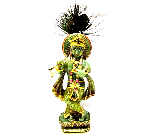 Rare Lord Krishna In Natural Green Jade Rare Lord Krishna In Natural Green Jade